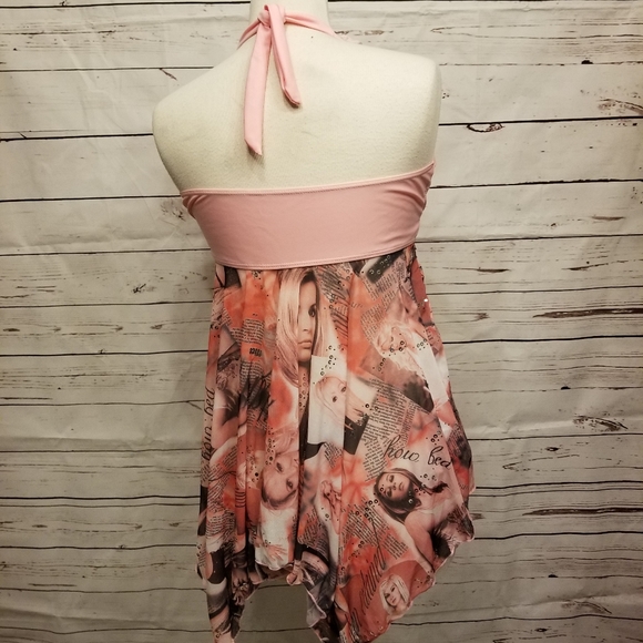 Tankini Swimwear Boyshorts Pink / Black - Picture 2 of 7